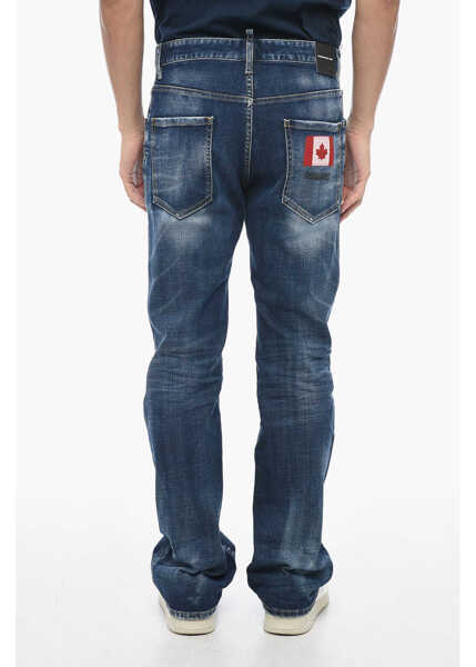 Blugi drepti DSQUARED2 Distressed Flare Bootcut Denims With Dark Wash Blue Barbati (BM 15208222) 2