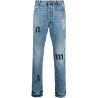 Blugi drepti Distressed Denims With Patchworks Barbati