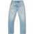 Marcelo Burlon Vintage Effect Twist Denims With Patchwork 17Cm Light Blue