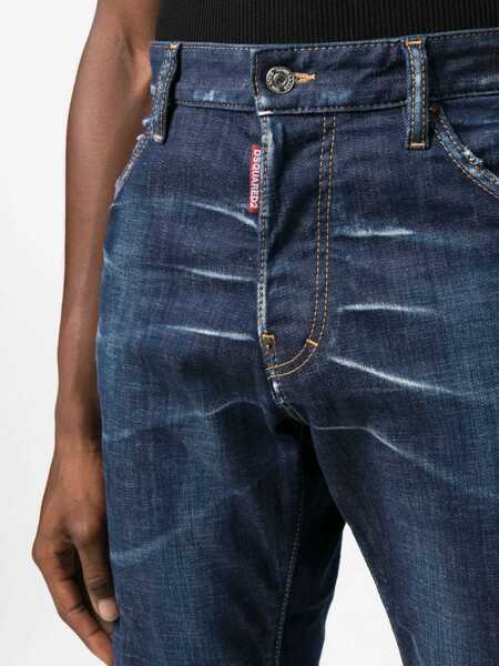 Blugi drepti DSQUARED2 Dark-Washed Cool Guy Denims Blue Barbati (BM 15209446) 5