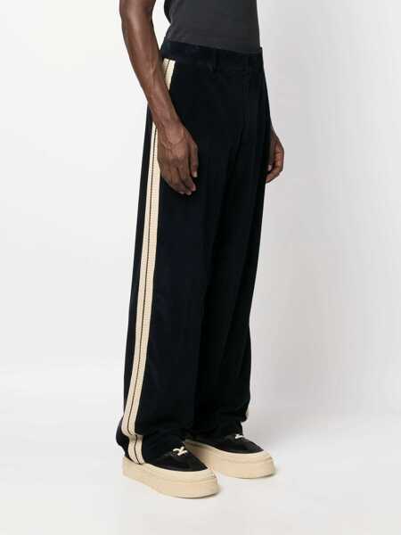 Pantaloni casual Palm Angels Corduroy Tape Pants With Contrasting Bands Blue Barbati (BM 15209590) 3