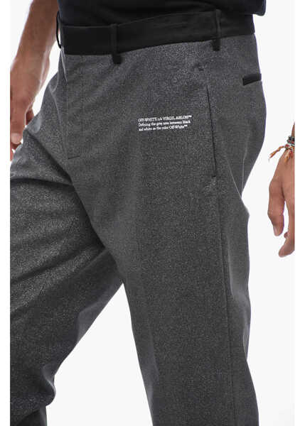 Pantaloni eleganti Off-White Glittery Tailoring Pants With Satin Detailing Silver Barbati (BM 15209599) 2