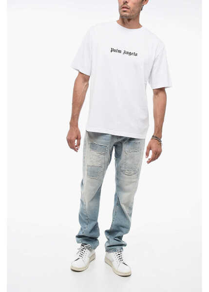 Tricouri Palm Angels Slim Fit T-Shirt With Printed Logo White Barbati (BM 15209947) 4