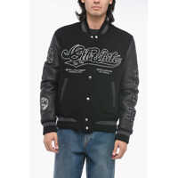 Geci de piele Moon Varsity Bomber With Patchwork Barbati