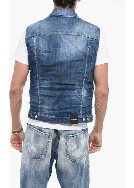 Veste costum DSQUARED2 Two-Toned Denim Vest With Half Belt Blue Barbati (BM 15210637) 2