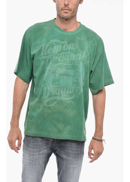 Tricouri DSQUARED2 Iron-Fit T-Shirt With Acid Wash Effect Green Barbati (BM 15210640) 1