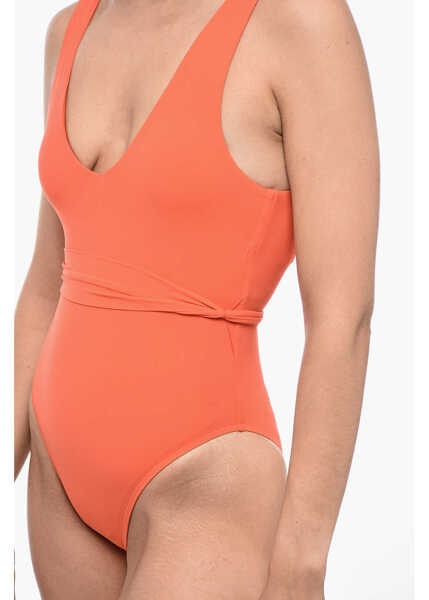 Costume de baie intregi Tory Burch Pudded Cups Swimsuit With Logoed Belt Orange Femei (BM 15218284) 3