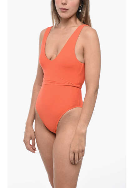 Costume de baie intregi Tory Burch Pudded Cups Swimsuit With Logoed Belt Orange Femei (BM 15218284) 1