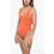 Tory Burch Pudded Cups Swimsuit With Logoed Belt Orange