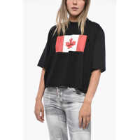 Tricouri Oversized Crop T-Shirt With Logo Femei