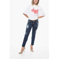 Blugi skinny DSQUARED2 Dama - Blugi skinny DSQUARED2 5 Pocket Jennifer Fit Denims With Raw-Cut Hem 14Cm Blue Femei (BM 15218347) - B-mall.ro