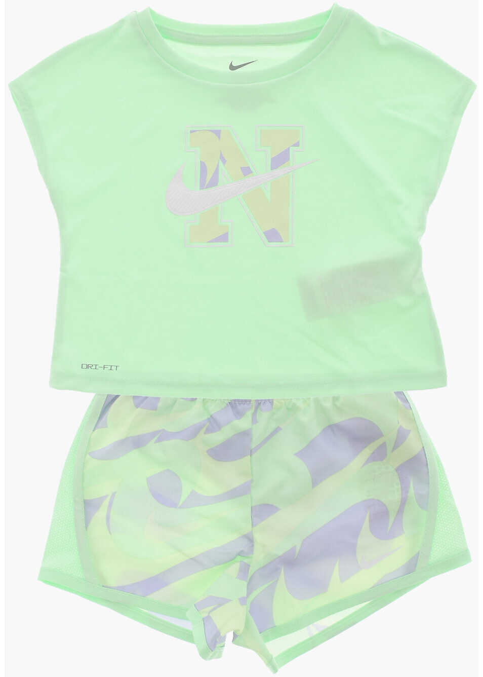 Tricouri Nike Dri-Fit T-Shirt And Shorts Set With Printed Logo Green Baieti (BM 15218374) 1