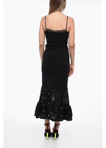 Rochii lungi Off-White Slip Dress With Ruffled Hem Black Femei (BM 15218431) 2