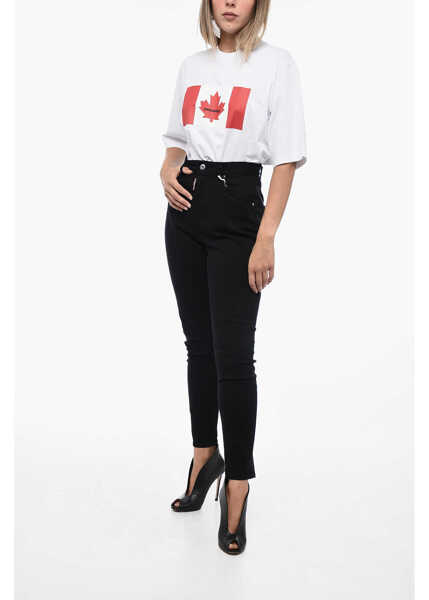 Blugi skinny DSQUARED2 Stretch Denim Jeans Jennifer Cropped Vintage Effect 15Cm Black Femei (BM 15218521) 4