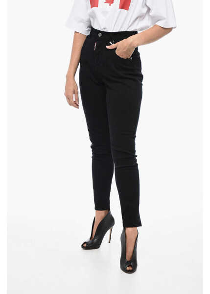 Blugi skinny DSQUARED2 Stretch Denim Jeans Jennifer Cropped Vintage Effect 15Cm Black Femei (BM 15218521) 1
