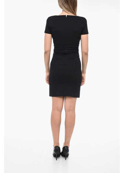 Rochii scurte DSQUARED2 Short-Sleeved Jersey Sheath Dress With Embroidered Details Black Femei (BM 15218689) 2