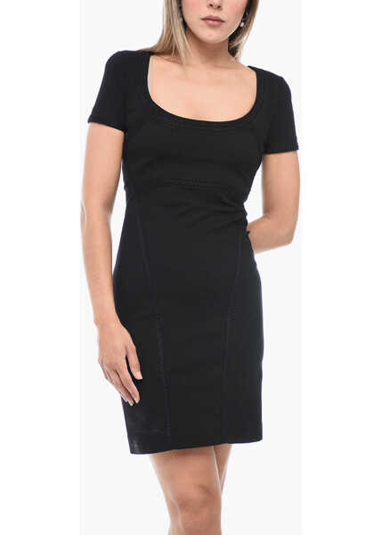 Rochii scurte DSQUARED2 Short-Sleeved Jersey Sheath Dress With Embroidered Details Black Femei (BM 15218689) 4