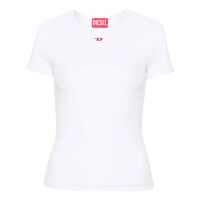 Tricouri Diesel White Stretch Cotton T-Shirt With Logo Femei