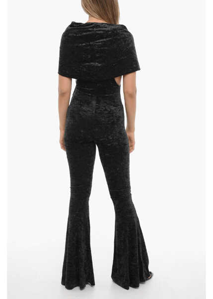 Rochii lungi THE ANDAMANE V-Neck Velvet Jumpuit Black Femei (BM 15231664) 2