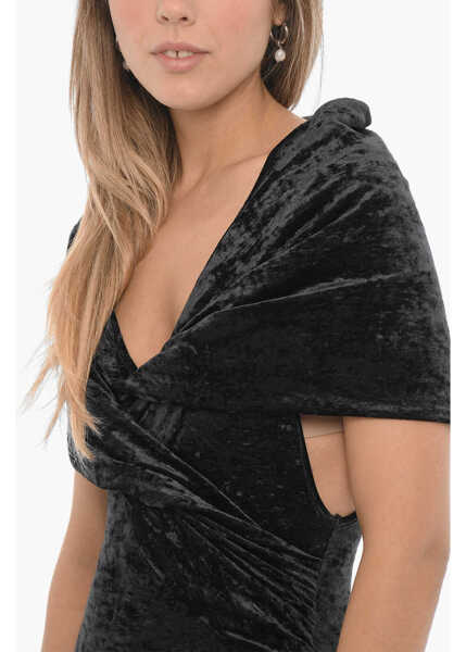 Rochii lungi THE ANDAMANE V-Neck Velvet Jumpuit Black Femei (BM 15231664) 3