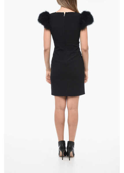 Rochii scurte DSQUARED2 Cut-Out Goth Sheath Dress With Feathered Detail Black Femei (BM 15231697) 2