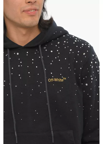 Bluze de trening Off-White Brushed Cotton Hoodie With Jewels Black Barbati (BM 15249046) 3