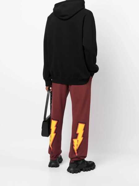 Pantaloni de trening Off-White Brushed Cotton Joggers With Drawstring Waist Burgundy Barbati (BM 15249055) 2