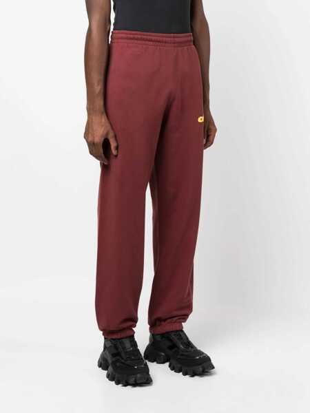 Pantaloni de trening Off-White Brushed Cotton Joggers With Drawstring Waist Burgundy Barbati (BM 15249055) 4