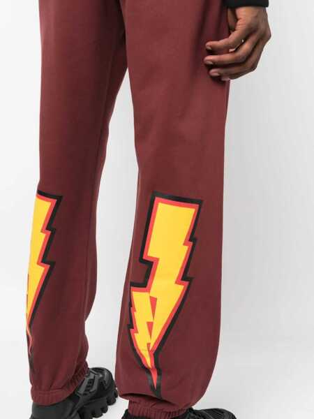 Pantaloni de trening Off-White Brushed Cotton Joggers With Drawstring Waist Burgundy Barbati (BM 15249055) 5