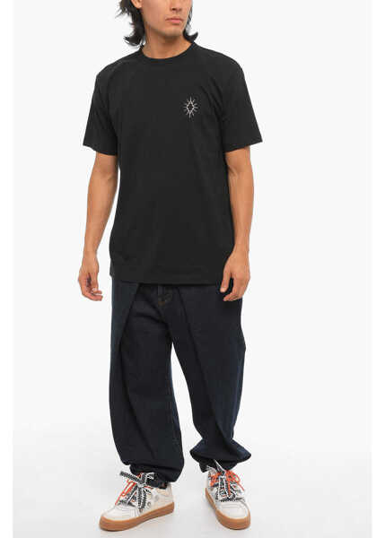 Tricouri Marcelo Burlon Solid Color Eclipse Cross Crew-Neck T-Shirt Black Barbati (BM 15249070) 4