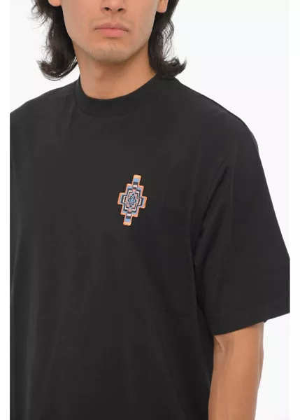 Tricouri Marcelo Burlon Solid Color Optical Cross Crew-Neck T-Shirt Black Barbati (BM 15249079) 3