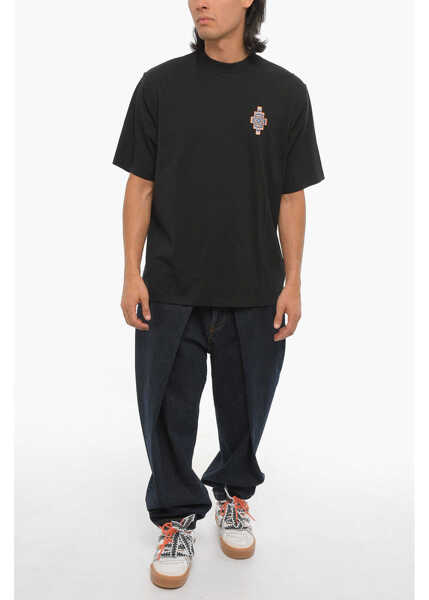 Tricouri Marcelo Burlon Solid Color Optical Cross Crew-Neck T-Shirt Black Barbati (BM 15249079) 4