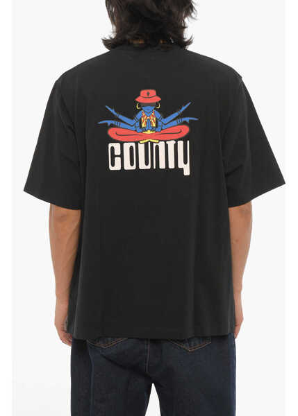 Tricouri Marcelo Burlon Printed Disco God Crew-Neck T-Shirt Black Barbati (BM 15249082) 2