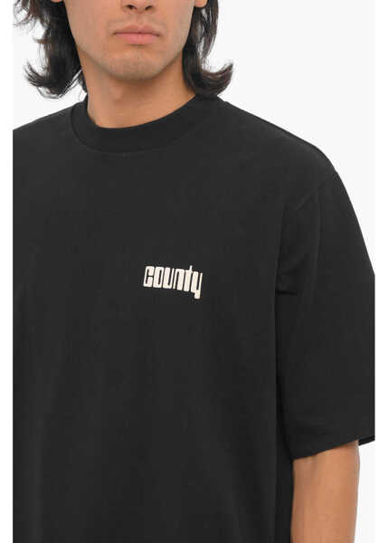 Tricouri Marcelo Burlon Printed Disco God Crew-Neck T-Shirt Black Barbati (BM 15249082) 3