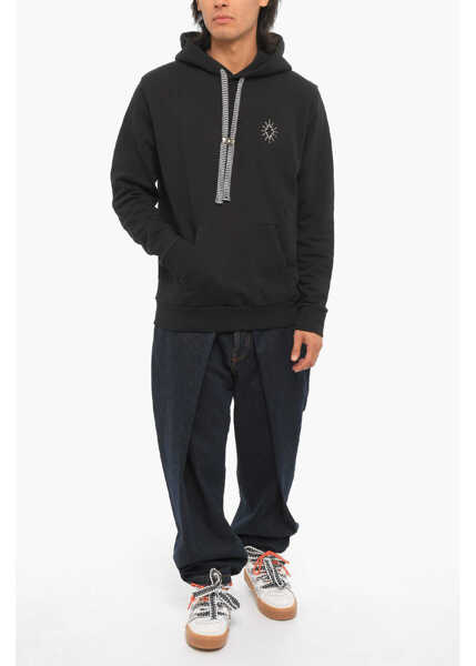 Bluze de trening Marcelo Burlon Cotton Eclipse Hoodie With Patch Pocket Black Barbati (BM 15249091) 4