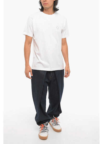 Tricouri Marcelo Burlon Solid Color Eclipse Cross Crew-Neck T-Shirt White Barbati (BM 15249316) 4