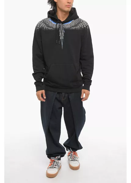 Bluze de trening Marcelo Burlon Regular Fit Grizzly Wings Hoodie Black Barbati (BM 15249328) 4