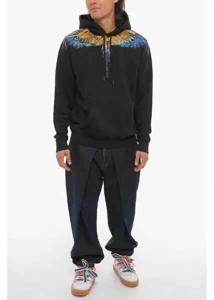 Bluze de trening Marcelo Burlon Brushed Cotton Lunar Wings Hoodie Black Barbati (BM 15249331) 4
