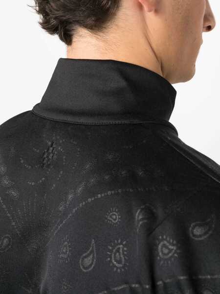 Bluze de trening Marcelo Burlon Bandana Motif Solid Color Sweatshirt With Zip Closure Black Barbati (BM 15249340) 5