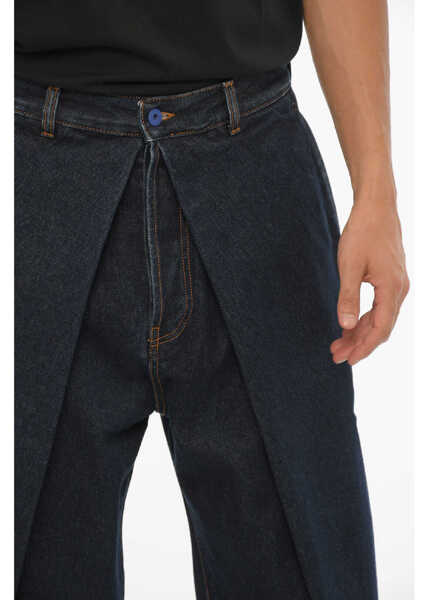 Blugi drepti Marcelo Burlon Pleated Regular Fit Jeans 17Cm Blue Barbati (BM 15249346) 3