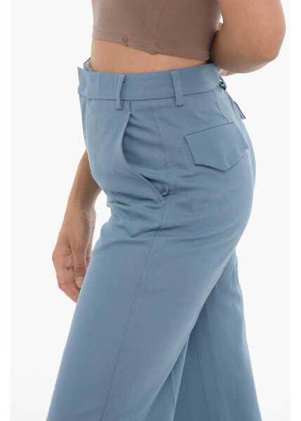 Pantaloni office EUDON CHOI Wide Leg Wool Pants With Ankle Slit Blue Femei (BM 15249376) 3