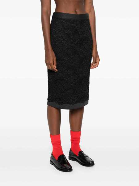 Fuste P.A.R.O.S.H. SKIRT WITH LACE DETAIL Gray Femei (BM 15251149) 3