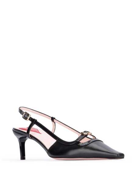 Pantofi cu toc Roger Vivier Roger Vivier Mini Buckle Leather Slingback Pumps Black Femei (BM 15255292) 2