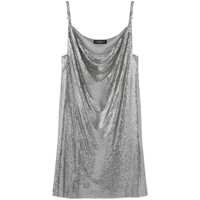 Rochii Metallic Short Dress With Draped Neck In Metal Mesh Woman Femei