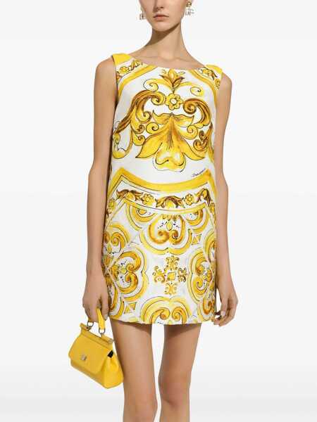 Rochii Dolce & Gabbana Dolce & Gabbana Brocade Patterned Dress WHITE Femei (BM 15267700) 5