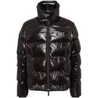 Geci de iarna Black Down Jacket With Logo Patch On The Front In Tech Fabric Man Barbati