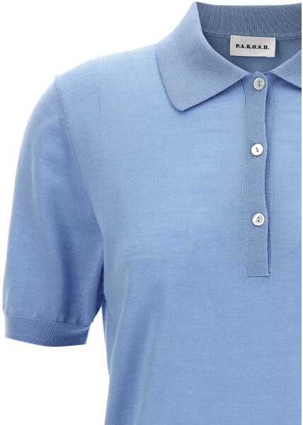 Tricouri Polo P.A.R.O.S.H. Knitted polo shirt Light Blue Femei (BM 15276110) 3