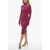 THE ANDAMANE Long-Sleeved Velvet Draped Dress Pink