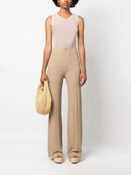 Pantaloni casual REMAIN Lurex Palazzo Pants Beige Femei (BM 15276259) 2