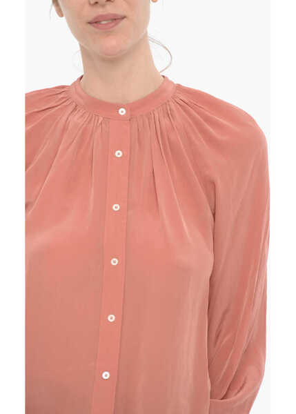 Camasi casual AllSaints Mandarin Collar Satin Hezzy Shirt Pink Femei (BM 15276286) 3